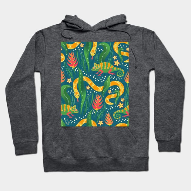 Snakes and chameleons. Hoodie by illaberekdesign